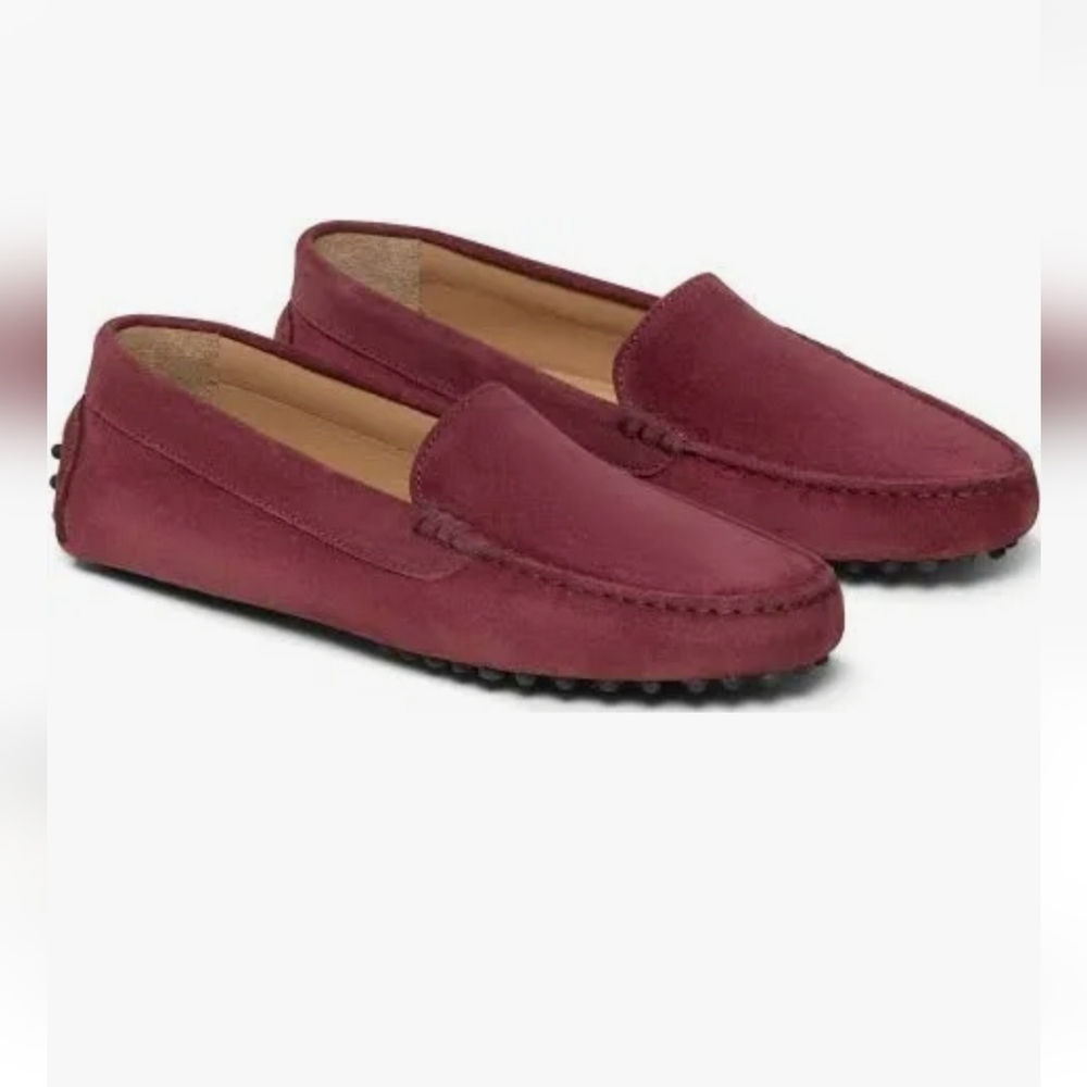 M. GEMI The Felize Suede Burgundy LEATHER MOCCASIN SZ 39.5 US 9.5